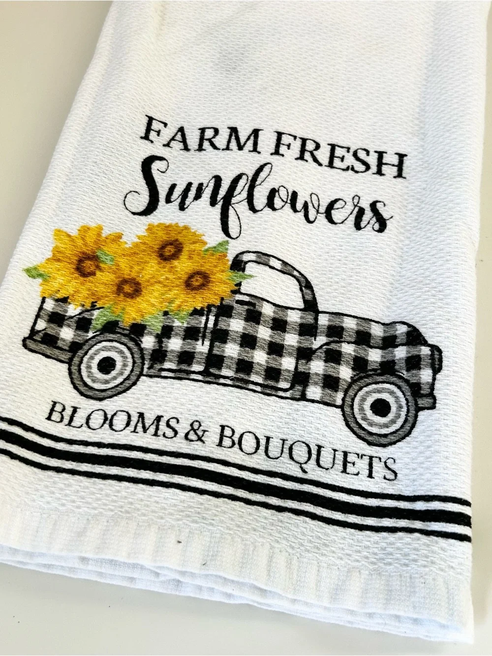 Sunflower Buffalo Plaid Kitchen Towel Set
